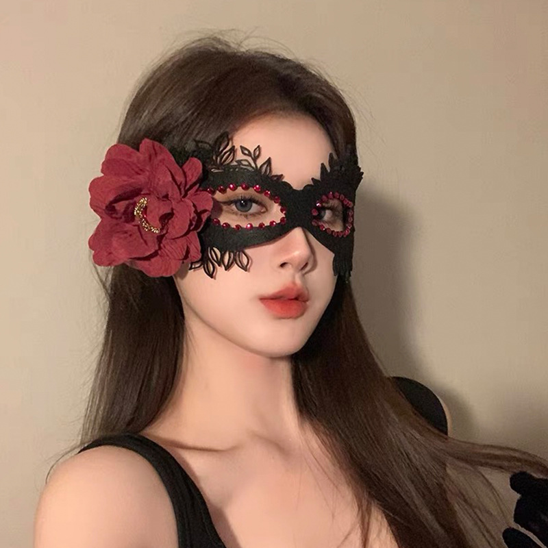 Máscaras de flores negras máscaras de baile de baile máscaras de mitad de cara máscaras de ojos máscaras de cosplay