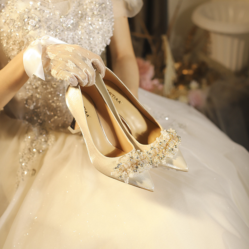 C758-7 Bridesmaid Shoes, Wedding Shoes, Bridal Shoes, Wedding Dress Shoes, Daily Wear, Comfortable, Pointed Toe High Heels