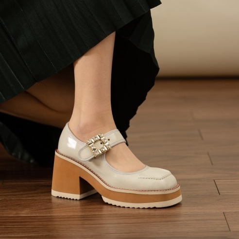 759-1 Chengdu handmade leather broken size special women's shoes thick bottom muffin small square head Mary Jane high heels 759-1 Chengdu handmade leather broken size special women's shoes thick bottom muffin small square head Mary Jane high heels