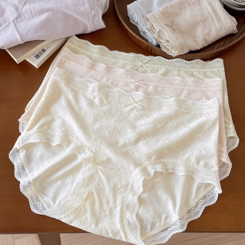 7107 Light French-Style Romantic Jacquard Women's Panties with Cloud-Like Feel, Lace, Pure Cotton Crotch, 10A Antibacterial