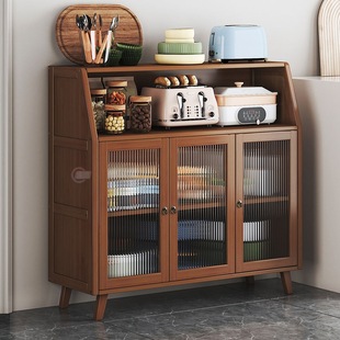 Simple Modern Solid Wood Integrated Storage Cabinet Home Multifunctional Storage Cabinet Kitchen Side Cabinet Wall Side High Cabinet