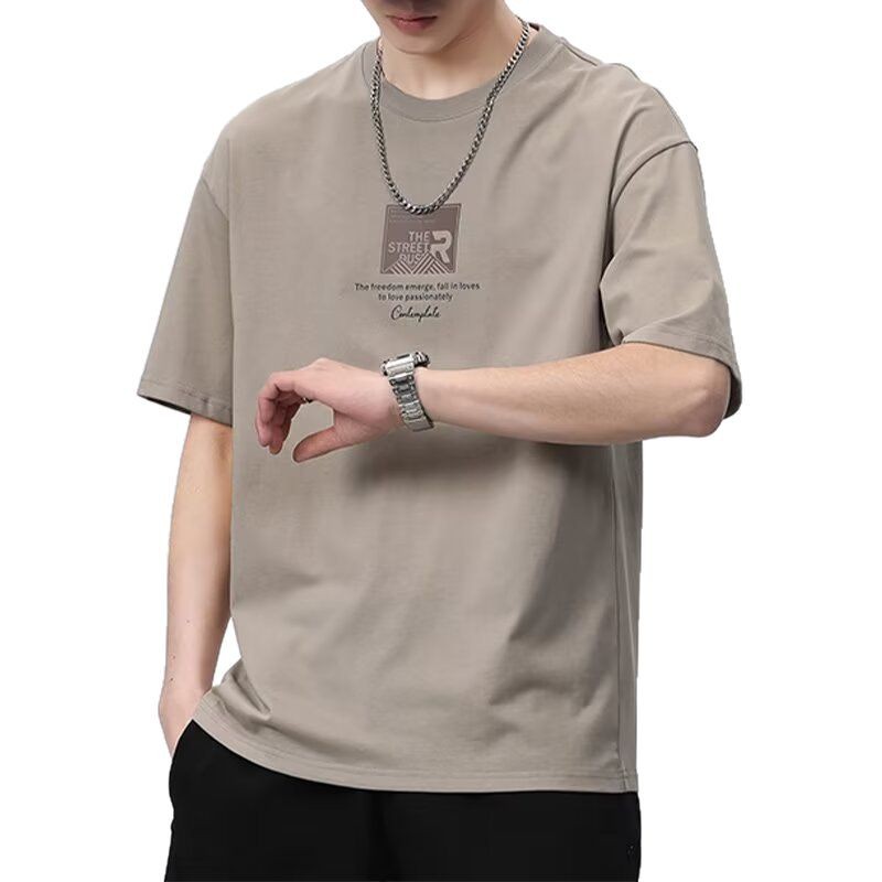 Boys Ice Silk Short-Sleeved T-Shirt Men's Summer Men's 2025 New Loose Men's Youth Trendy Brand Men's T-Shirt