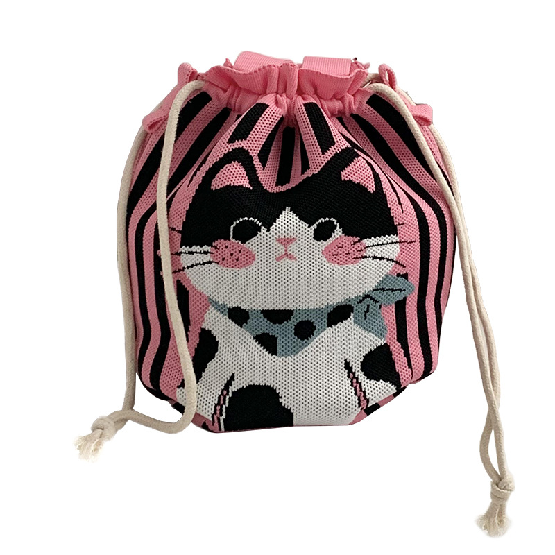 Bolsa de cinturón versátil nuevo patrón de dibujos animados nicho lindo bolso de arroz de almuerzo de cuerda bolso de cubo de mano bolso de brazo