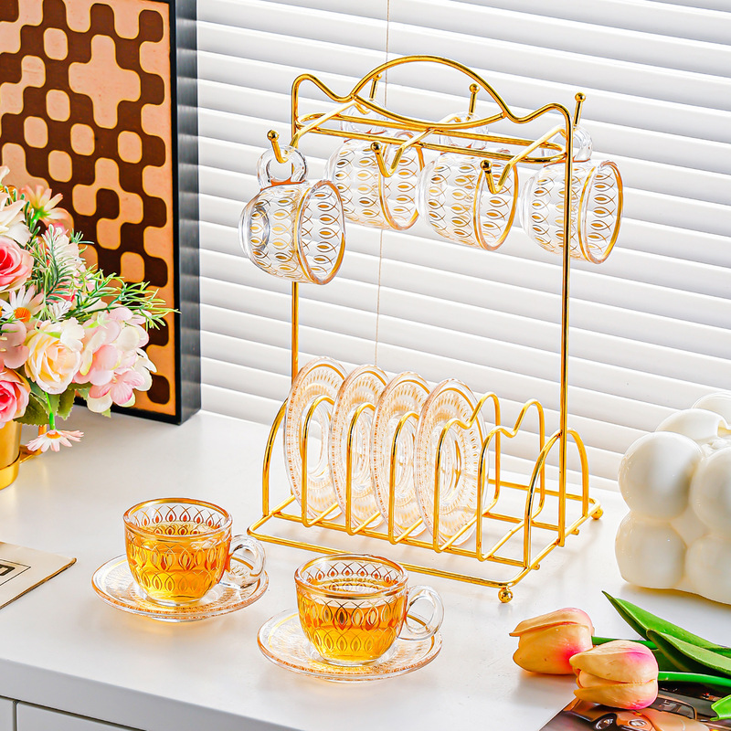 Light Luxury Coffee Cup and Saucer Set, Thickened European-Style Simple Heat-Resistant Glass Mug, Tea Cup for Home Use in the Living Room Light Luxury Coffee Cup and Saucer Set, Thickened European-Style Simple Heat-Resistant Glass Mug, Tea Cup for Home Use in the Living Room