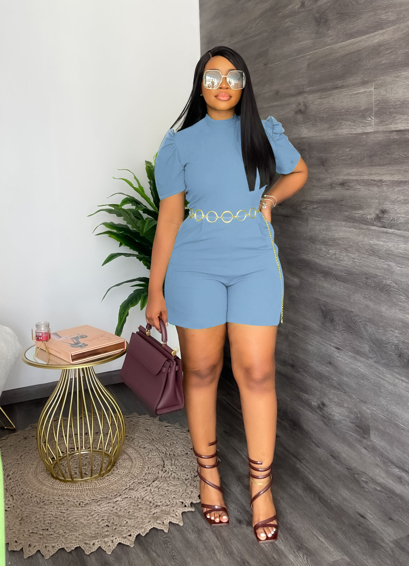 Women Round Neck Waist Controlled Casual Jumpsuit