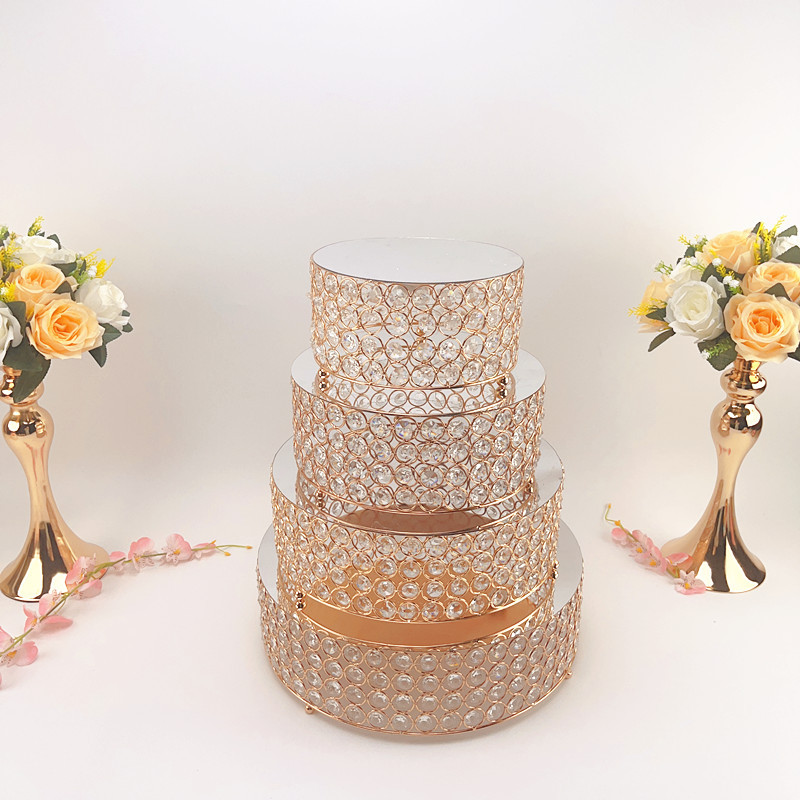 Ventas transfronterizas de cristal estante de pastel de boda postre estante de exhibición acrílico espejo pastel platos de refrigeración platos de frutas