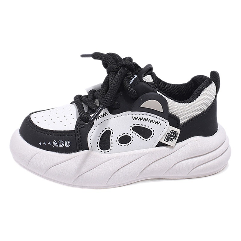 2025 Primavera y otoño Nuevos zapatos de panda de dibujos animados Suela suave antideslizante Zapatos deportivos para niños pequeños, medianos y grandes Venta al por mayor Zapatos individuales para niños