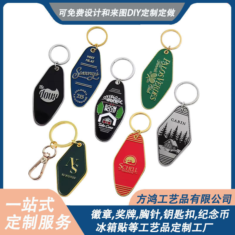 Metal Keychain Custom-Made Zinc Alloy Enamel Hotel Number Tag Luggage Tag Personalized Bag Pendant