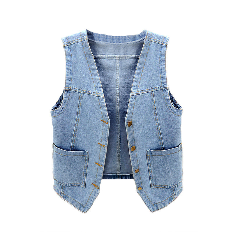 Spring and Summer Versatile Denim Vest for Women, Short Loose Korean Style Bf Sleeveless Jacket, Vest, Waistcoat, Student Trend