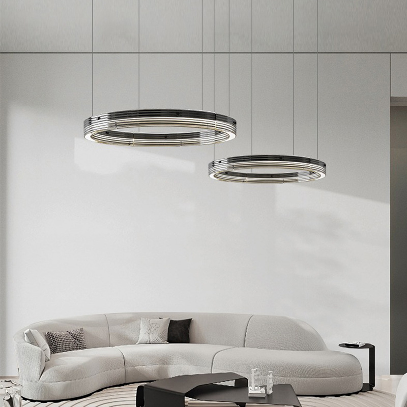 Lámpara de la sala de estar minimalista italiana moderna anillo de vidrio minimalista nórdico de alta gama comedor modelo de dormitorio lámpara de habitación