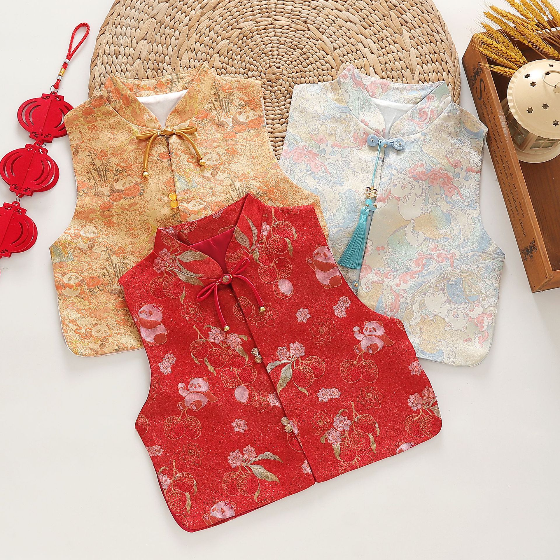 Children's Tang suit vest, 2026 autumn new Chinese-style vest for boys and girls, formal wear, festive and versatile, wholesale