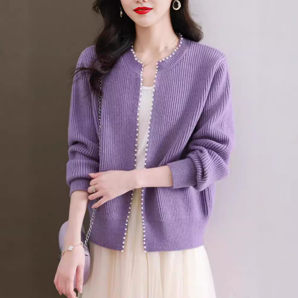 圆领针织开衫女短款秋装2025年新款外搭洋气毛衣外套秋冬百搭