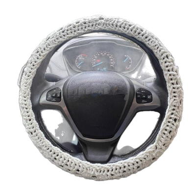 Style, Elastic Hand-Crocheted, Milky White | Steering wheel cover