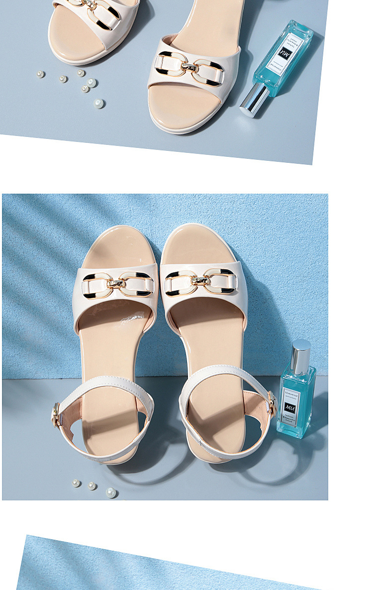Sandal nữ hở mũi gót vuông da sáng chế, phối váy thanh lịch mùa hè — Màu đen chi tiết 14