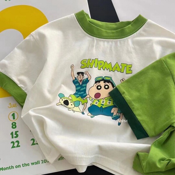 Cotton summer children's cartoon short sleeve T-shirt for boys with…