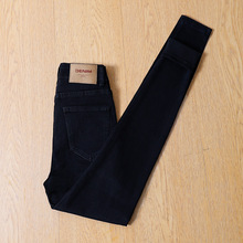 黑色高腰铅笔牛仔裤女紧身春秋新款弹力修身显瘦九分小脚裤子