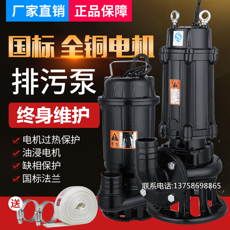 家用污水泵单相排污泵小型潜水泵工程抽化粪池抽水机220V380V