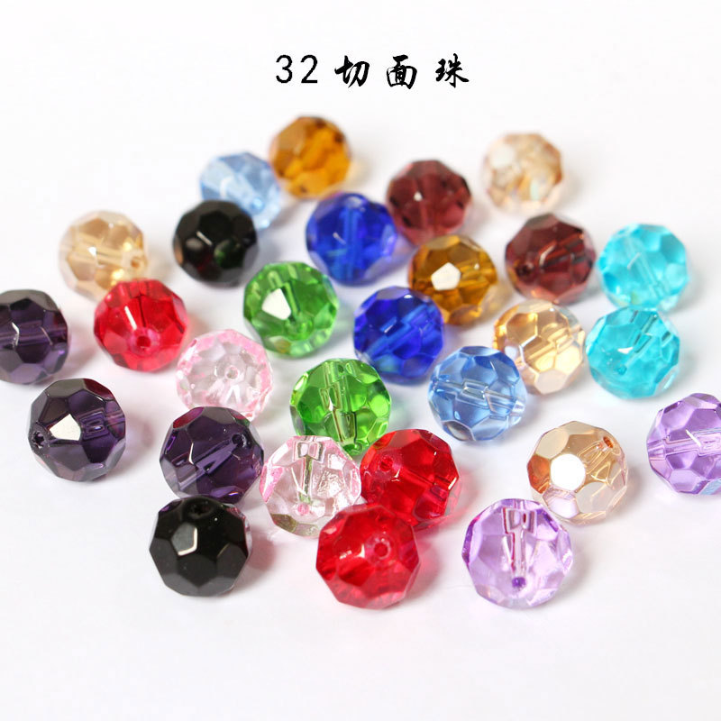 8/10/12/14/16mm Crystal 32 Faceted Beads through Hole Glass Loose Beads Crystal Lamp Bead Curtain Decorative Accessories DIY