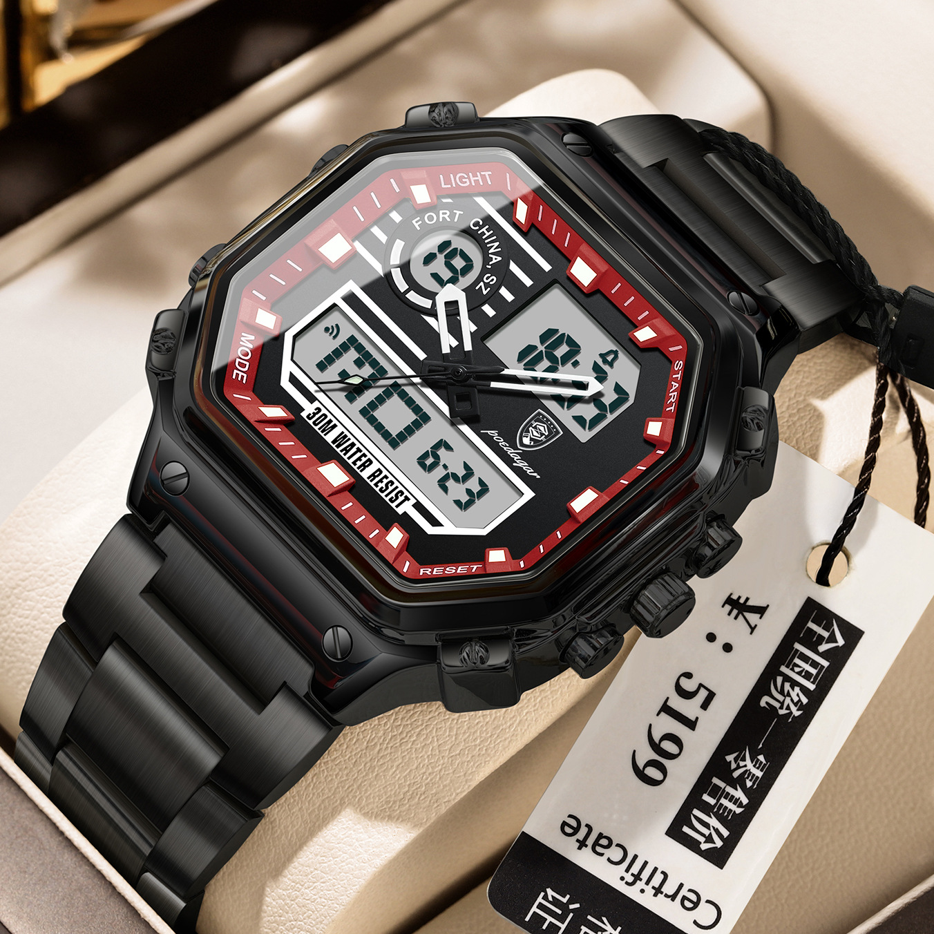 POEDAGAR / PEDAGAR multifuncional impermeable nocturna reloj electrónico de moda para hombres reloj en vivo de comercio exterior explosión