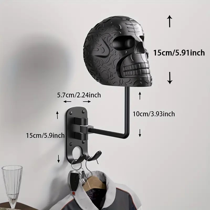 Cross-Border Halloween Decorative Ornaments Skull Hook Motorcycle Helmet Holder Metal Ornaments Hat Storage Rack