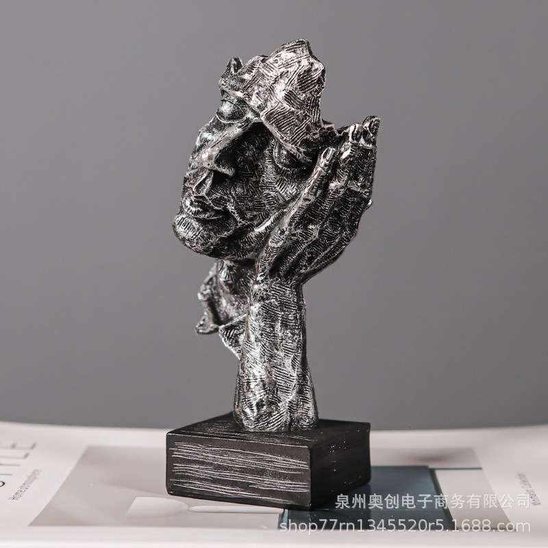 Arte abstracto sala de estar lujosa decoración de oficina silenciosa es escultura de oro portail armario decoración de escritorio para el hogar