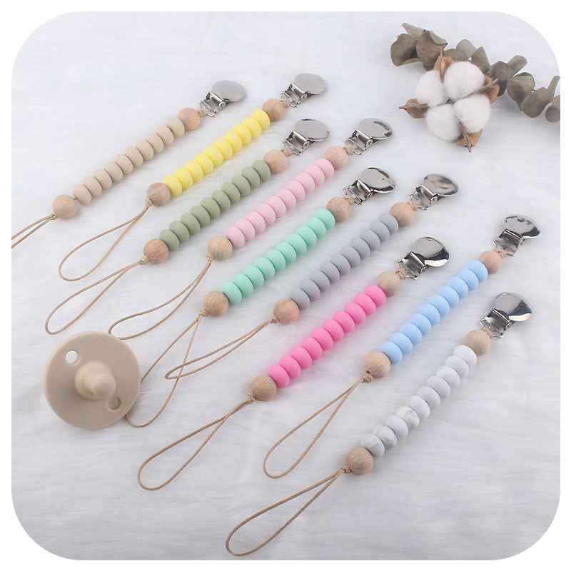 Suministros para bebés clip de chupete cadena anti-gota cuentas de silicona plana cuentas de Abacus Cadena de chupete Amazon nuevo