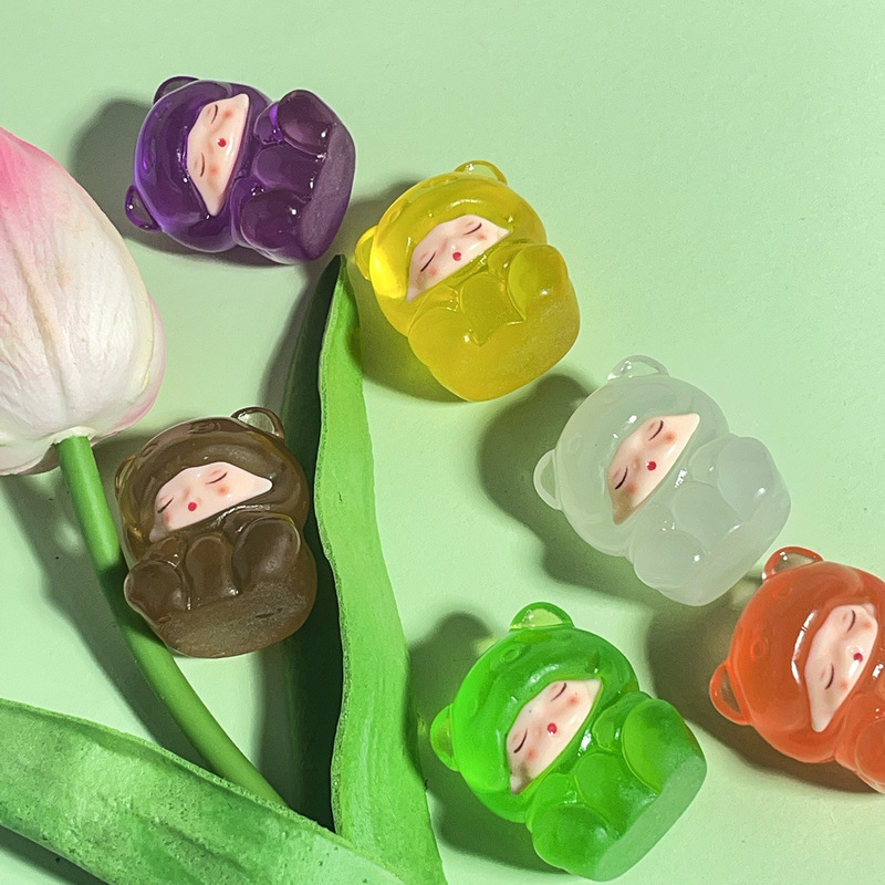 新品夜光小熊软糖饰品 diy卡通车载桌面摆挂件钥匙链挂件潮玩萌粒|undefined