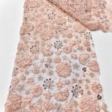 Moda Gao Ding pequeña fresca ins viento flor disco tela de vestido de diseño nicho tela de encaje de perlas image 5