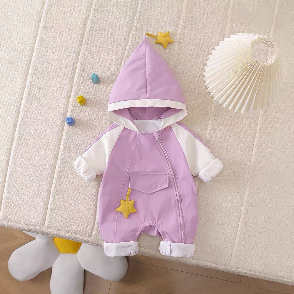 Baby Clothes, Spring and Autumn Jackets, Hooded Jackets, Super Cute Windproof Outdoor Clothing for Baby Girls, Infant Jumpsuits