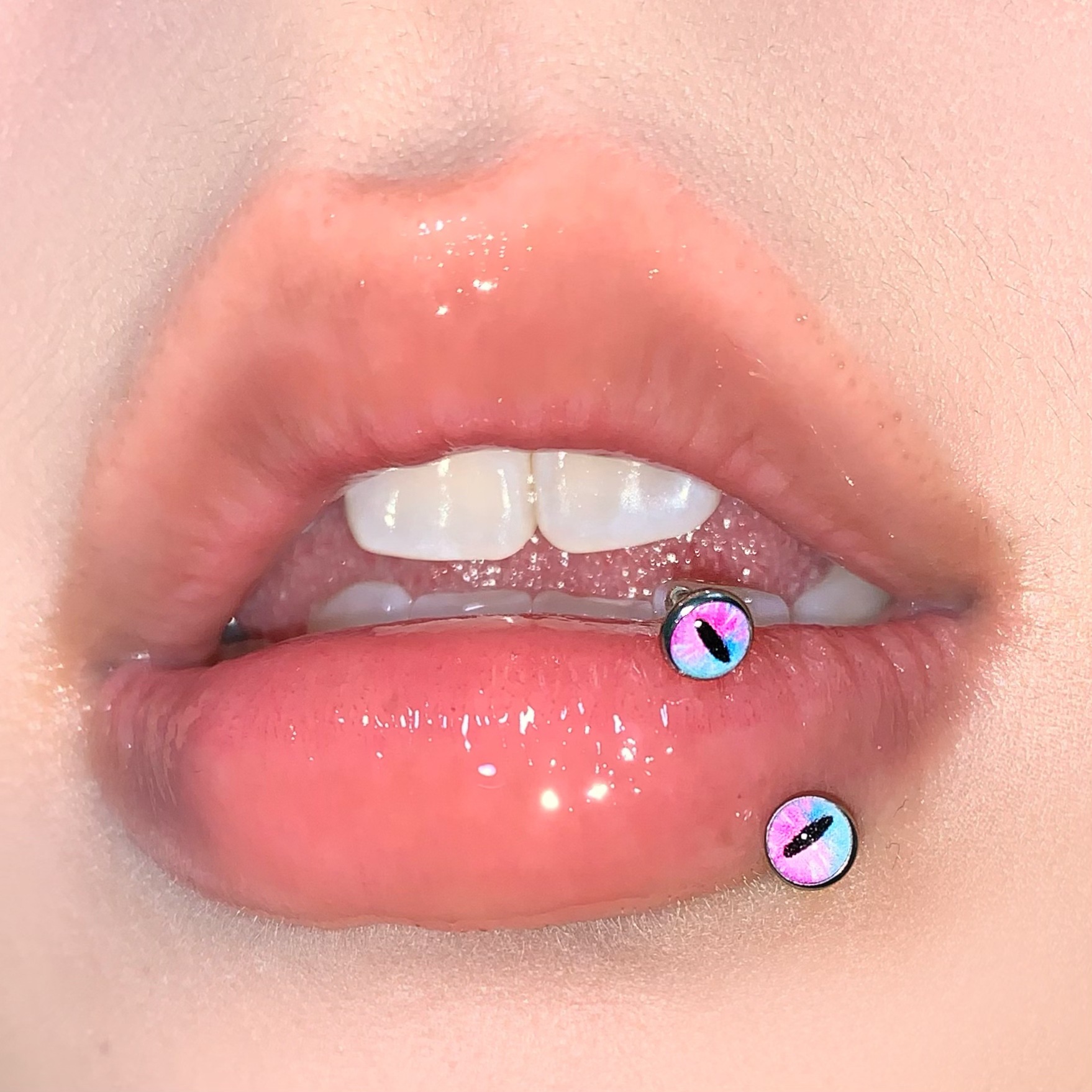 Pointed labret stud close-up product detail