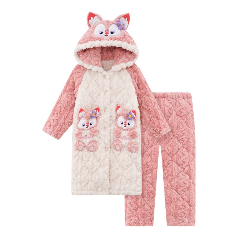 Хеллоkitty, милая стеганая зимняя на bathrobe, теплая кофта капюшон, мультяшный пижама, набор