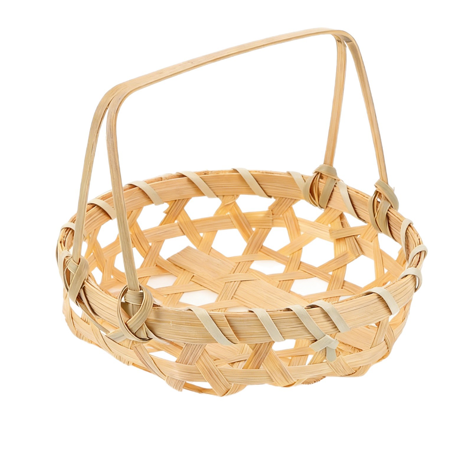 Cesta de Bambú Portátil Calada para Frutas y Bocadillos