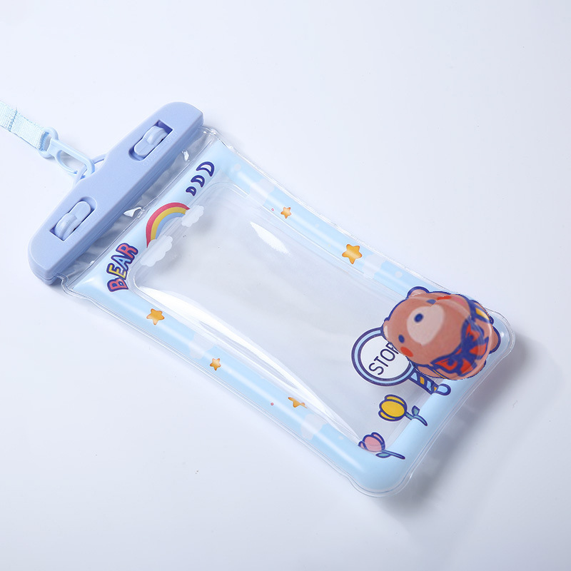 Blue brown bear [with transparent lanyard]
