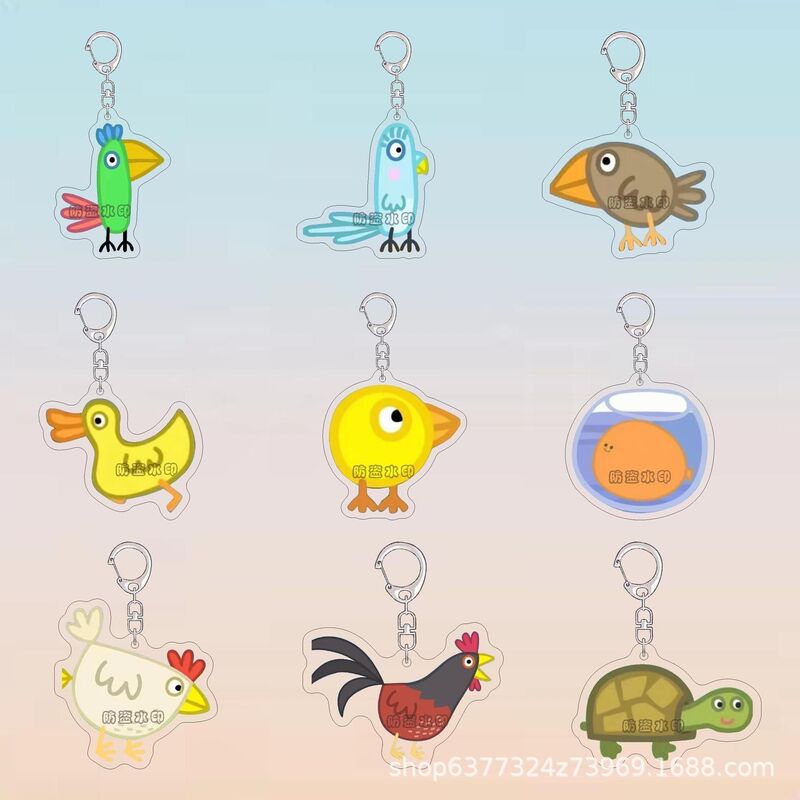 Peppa Pig Cartoon Merchandise Keychain Small Animal Parrot Duck Chick Acrylic Backpack Pendant Cute Peppa Pig Cartoon Merchandise Keychain Small Animal Parrot Duck Chick Acrylic Backpack Pendant Cute