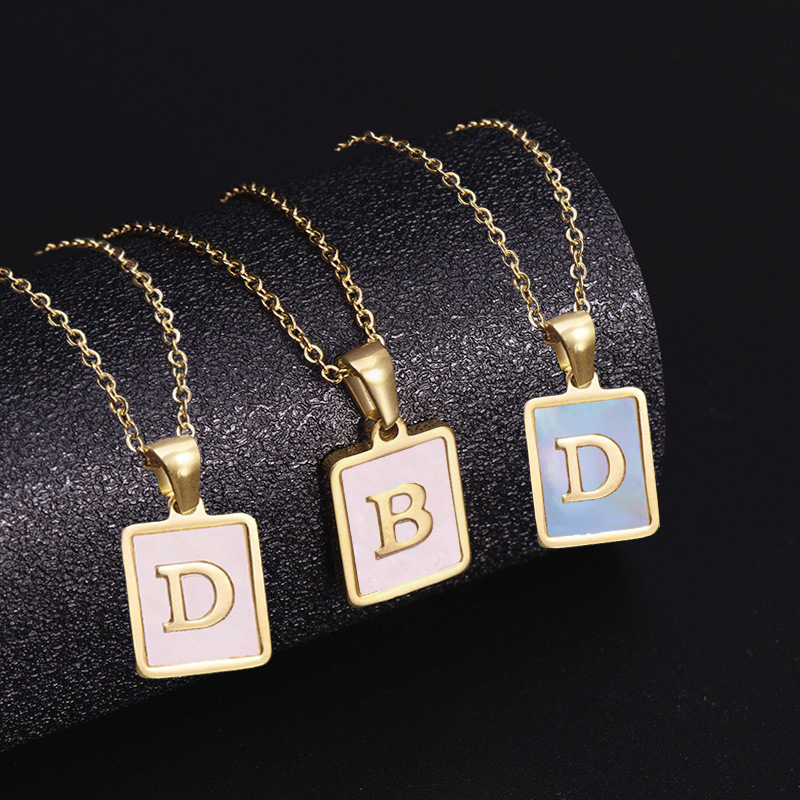 Fashion Letter Stainless Steel Plating Inlay Shell Pendant Necklace 1 Piece display picture 3