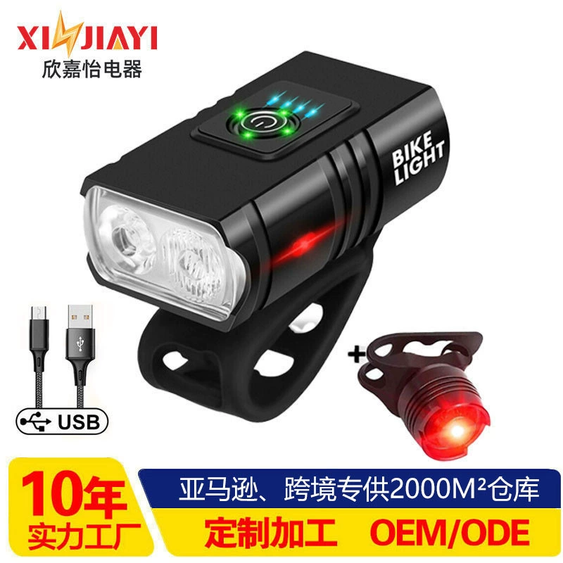 Велосипедный фонарь T6 с двойным освещением, перезаряжаемый уличный фонарь с электрическим дисплеем, красный свет, сигнальное освещение, светодиодный фонарь для велосипеда, ночной свет для езды на велосипеде