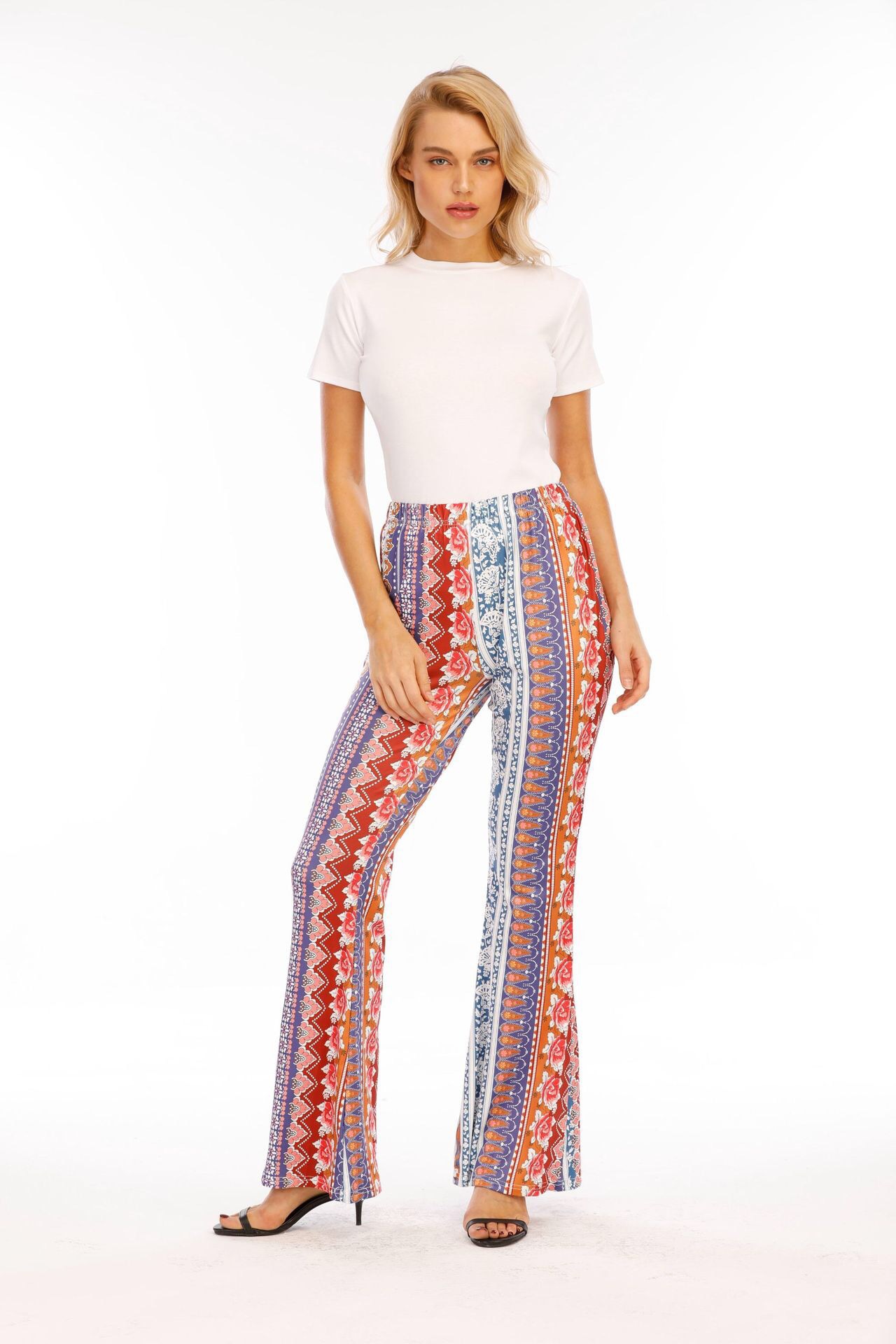 Women's Holiday Party Beach Vintage Style Argyle Elephant Full Length Printing Casual Pants Flared Pants display picture 15