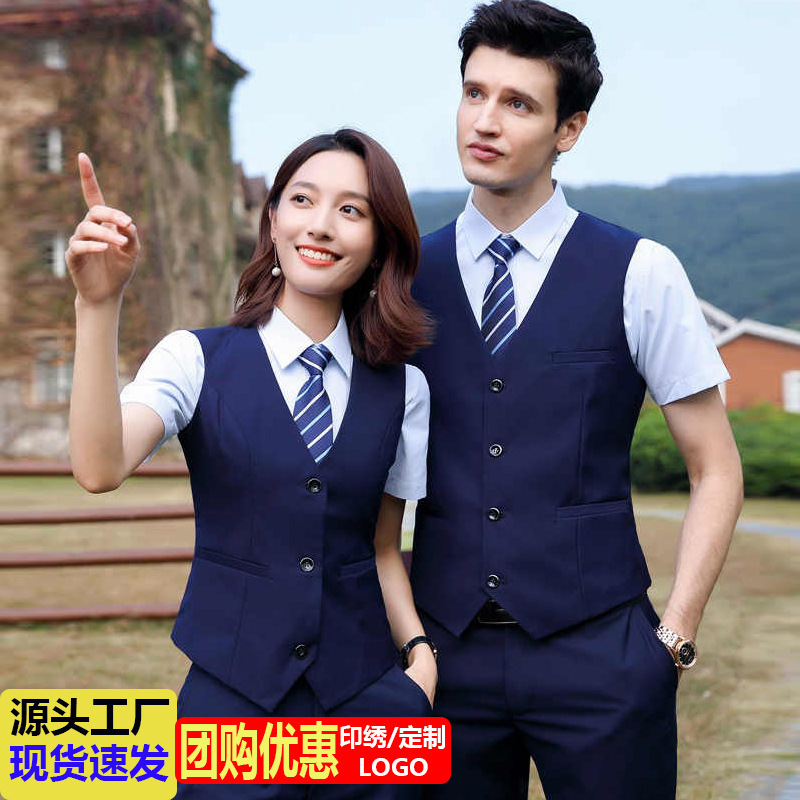 Professional Suit Vest Set, Sales Department Bank Manager Vest, Unisex Vest, Sleeveless Jacket, Catering Work Uniform