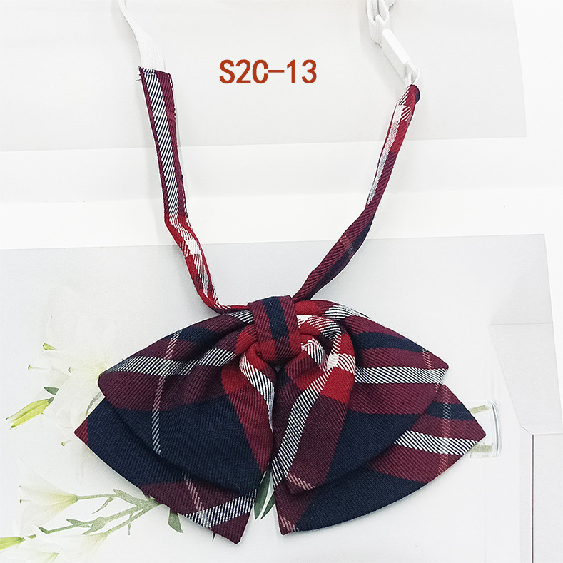 Pajarita de estilo universitario jk bowknot moda coreana casual rayas a cuadros niñas doble cuello flor spot al por mayor