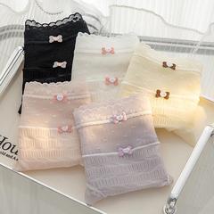 Selected Thin and Light Girls' Sexy Breathable Cotton Shorts with Bubble Net Lace Flower Edge Triangle Underwear Wholesale