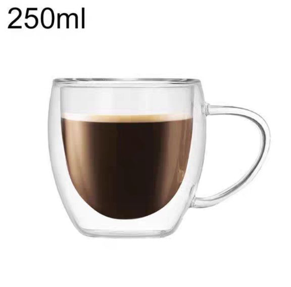 Hogar de doble capa de vidrio ins estilo simple borosilicato transparente creativo taza de agua con mango taza de café taza de leche