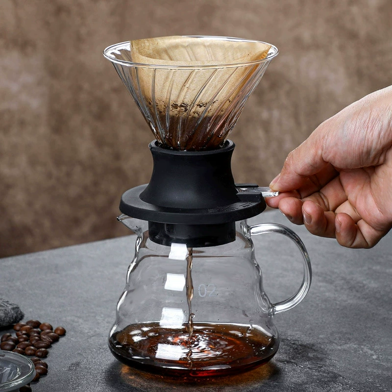 Умная чашка для ручного заваривания кофе, большой кофейник, набор, погружная кофейная посуда, саржевое стекло, чашка с фильтром для кофе V60