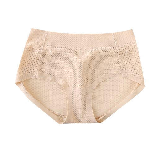 Ice Silk Sexy Breathable Mesh Hole Fake Butt Lifted Ass Panties Women's Natural Beautiful Ass Full Ass Peach Ass Shaping Triangle Pants 