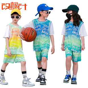 Children's sports suit short-sleeved T-shirt basketball suit June 1 performance suit sports leisure student competition training jersey