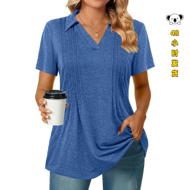 D 58774 V-neck Bubble Sleeve T-shirts D 58774 V-neck Bubble Sleeve T-shirts