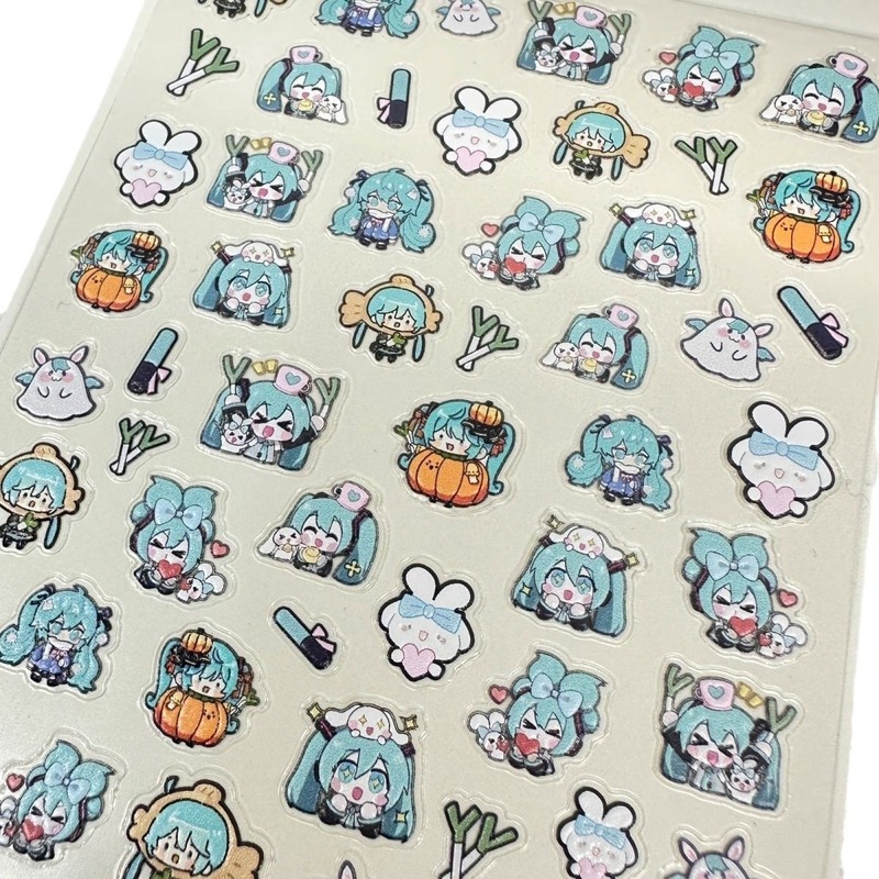アニメ初音少女ネイルシール新工芸平面日本式アニメ漫画かわいい萌え妹バックゴム爪貼り|undefined