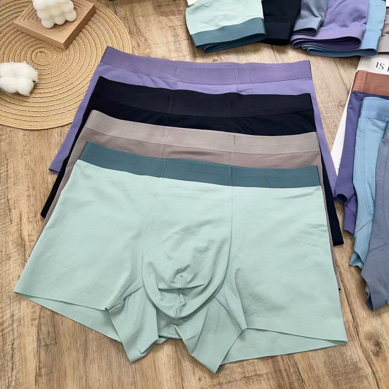 Men's Underwear New Style Cardboard 60-Pack Cotton Mid-Waist Comfortable Seamless Skin-Friendly Boxer Shorts Special Price Wholesale