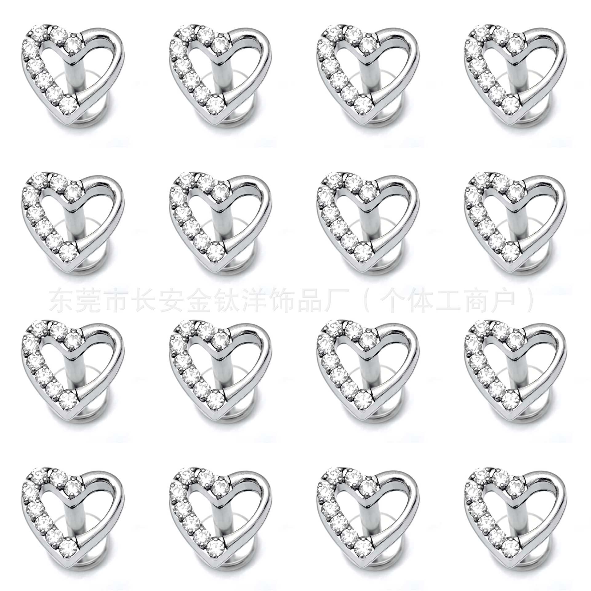 F136 Titanium Half-Set Zircon Heart Earrings Lip Nails Nose Nails G23 Titanium Alloy Body Piercing Jewelry Ear Bone Nails detail image 7
