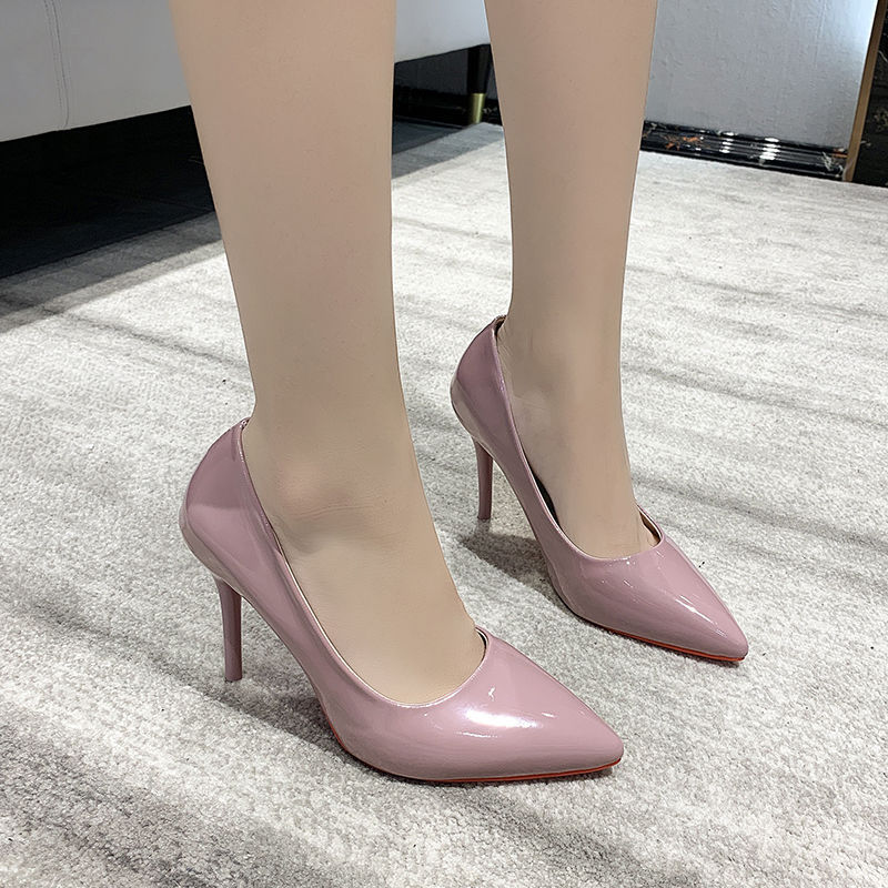 핑크 빨간색 바닥 뒤꿈치 높이 10cm