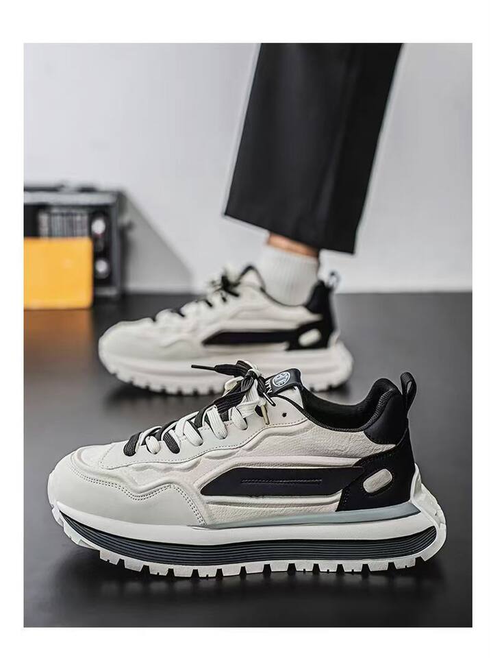 Giày thể thao nam đế dày tăng chiều cao, sneaker phối màu trơn, gót thấp 1–3 cm — C965 Kaki, C965 màu đen, C965 trắng chi tiết 12